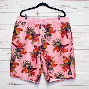 Neff Board‎ Short Swim Trunks Mens 2XL XXL Pink Floral Parrot Print Beach Fun